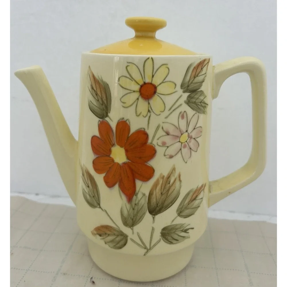 Vintage Flower Power Teapot Creamer Sugar Set Japan Floral Tea Set‎